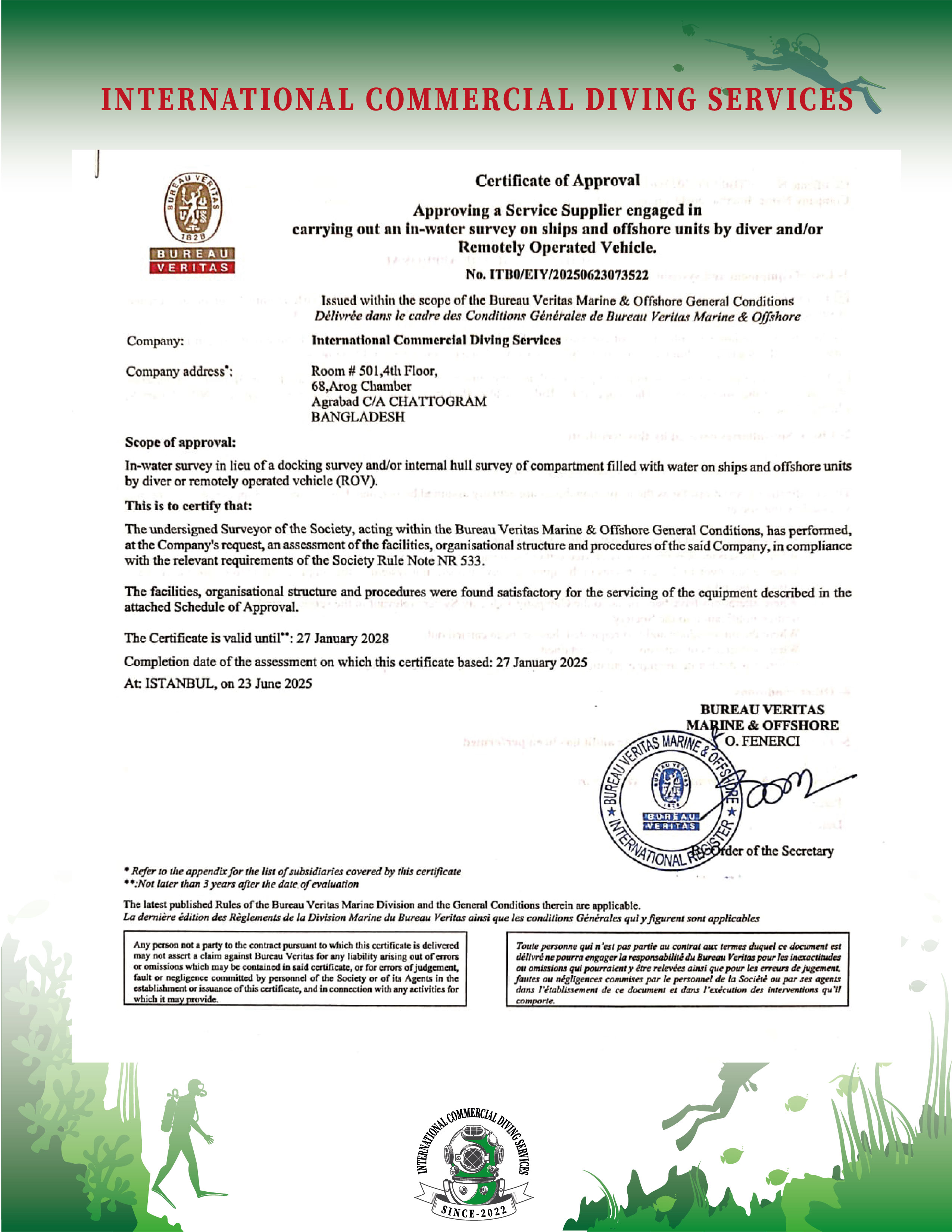 Bureau Veritas Certificate of Approval